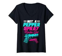 Mujer No es un spray de pimienta un poco de disparo de chica Camiseta Cuello V