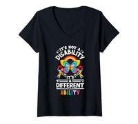 Mujer No es una discapacidad, es una Habilidad Diferente Autismo Camiseta Cuello V
