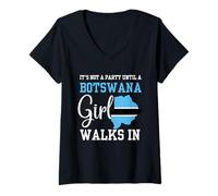Mujer No es una Fiesta hasta Que una Chica de Botswana Camina en Botswana WOM Camiseta Cuello V