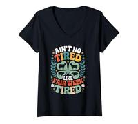 Mujer no es una semana de justo cansada cansada divertida Camiseta Cuello V