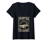 Mujer No es Viejo, Soy un clásico - Hot Rod Retro de American Muscle Cars Camiseta Cuello V