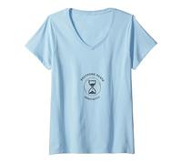 Mujer No está Muerto aun posponiendo la Muerte indefinidamente Reloj de Arena Camiseta Cuello V, Azul Bebé, XXL