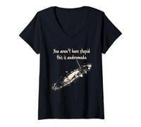 Mujer No estás aquí estúpido Esta es la galaxia de la Vía Láctea de Andrómeda Camiseta Cuello V