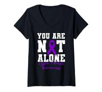 Mujer No estás solo Lema de apoyo de conciencia sobre la fibrosis quística Camiseta Cuello V