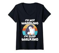 Mujer No Estoy deambulando, Estoy Caminando sonámbulo, Divertido pingüino durmiendo Camiseta Cuello V
