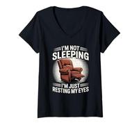 Mujer No Estoy durmiendo Estoy descansando mis Ojos Papá Padre Hombres Divertidos Camiseta Cuello V