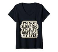 Mujer No Estoy durmiendo, Solo Estoy descansando mis Ojos, Broma Divertida, Vintage Camiseta Cuello V
