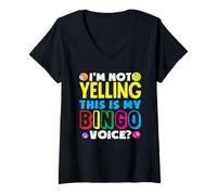 Mujer No estoy gritando Este es mi reproductor de bingo de voz de bingo Camiseta Cuello V