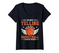 Mujer No Estoy Gritando Esto es Solo mi Entrenador de Baloncesto Voz Divertida Camiseta Cuello V