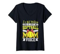 Mujer No estoy gritando esto es solo mi voz de mamá de softbol Camiseta Cuello V