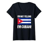 Mujer No estoy gritando soy cultura cubana Países Bandera Cuba Camiseta Cuello V