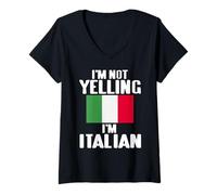 Mujer No Estoy Gritando Soy Italiano Humor Orgullo Camiseta Cuello V