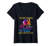 Mujer No estoy gritando soy un maestro de baile Ideas de regalos de agradecimiento Camiseta Cuello V