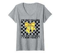 Mujer No estoy gritando This Is My Softball Mom Voice Día de la Madre Camiseta Cuello V