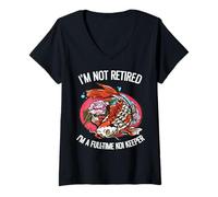 Mujer No Estoy Jubilado Soy un guardián koi a Tiempo Completo Camiseta Cuello V