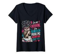 Mujer No Estoy Pensando Demasiado Que Estoy preresolviendo el Problema, búho Divertido Camiseta Cuello V