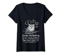 Mujer No Estoy Pensando Demasiado Que Estoy preresolviendo el Problema, búho Divertido Camiseta Cuello V