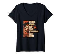 Mujer No Estoy pidiendo Permiso para ser una Gran Historia Negra Camiseta Cuello V