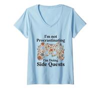 Mujer No Estoy posponiendo Las Cosas Estoy Haciendo misiones secundarias RPG Gamer Camiseta Cuello V