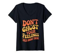 Mujer No fantasmas tus sentimientos Hable de ellos Halloween Mental Camiseta Cuello V