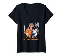 Mujer No Flight - All Fight Fun Bird Psychology Joke Camiseta Cuello V