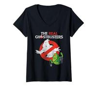 Mujer No Ghost Logo with Slimer Classic 80's Cartoon Camiseta Cuello V