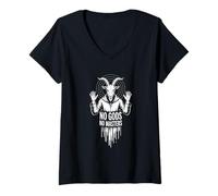 Mujer No Gods No Masters Oculto Baphomet Arte Gótico Camiseta Cuello V