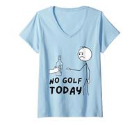 Mujer No Golf Today Funny Sad Stickman Golfer Golfers Camiseta Cuello V
