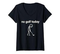Mujer No Golf Today Funny Triste Stickman Golfing Golfing Golfer Camiseta Cuello V