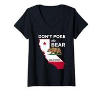 Mujer No golpees al Oso República de California Camiseta Cuello V