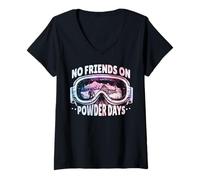 Mujer No hay amigos en los días de polvo, amante de la nieve y el esquí vintage Camiseta Cuello V