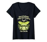 Mujer No Hay Belleza sin Alguna extrañeza Polilla iluminada por la Luna Camiseta Cuello V