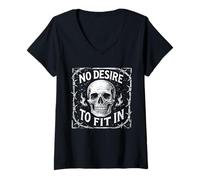 Mujer No Hay Deseo de Encajar en el Estilo Alternativo del diseño de Calavera Camiseta Cuello V