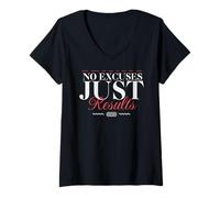 Mujer No Hay Excusas Solo Resultados - Urban Typography Streetwear Camiseta Cuello V