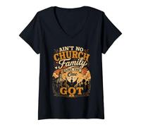 Mujer No Hay Familia de la Iglesia como la Que Tengo Camiseta Cuello V