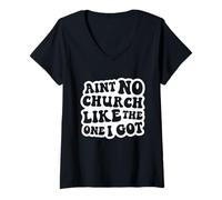Mujer No Hay Iglesia como la Que Tengo Iglesia Cristiana Camiseta Cuello V