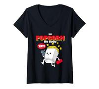 Mujer No Hay Palomitas, no es una Buena declaración Divertida de la Hora del Cine Camiseta Cuello V