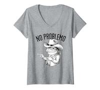 Mujer No Hay Problema con Funny Frog Meme Camiseta Cuello V