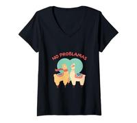 Mujer no hay problema problamas lama Camiseta Cuello V