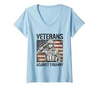 Mujer No Hay Reyes en América Veteranos contra la tiranía Camiseta Cuello V