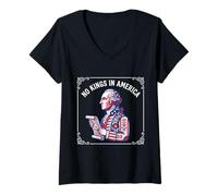 Mujer No Hay Reyes en Estados Unidos, Divertido George Washington Vintage Camiseta Cuello V