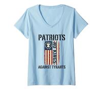 Mujer No Hay Reyes en Estados Unidos patriotas contra tiranos Camiseta Cuello V