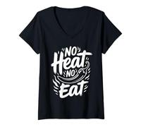 Mujer No Heat No Eat Desafío Amante del Chile Picante |||- Camiseta Cuello V