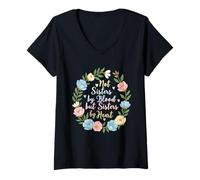 Mujer No Hermanas de Sangre, Sino Hermanas de corazón, Hermanos Hijos Camiseta Cuello V