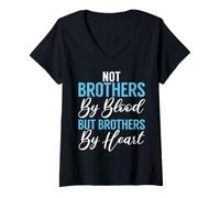 Mujer No Hermanos de Sangre Sino Hermanos de Corazón Hermanastro Camiseta Cuello V