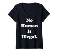 Mujer No Human Is Illegal Human Rights Camiseta Cuello V
