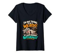 Mujer No Intentar ser un Bicho Raro es naturalmente Divertido Camiseta Cuello V