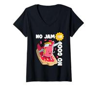 Mujer No Jam No Good Funny Food Declaración Camiseta Cuello V