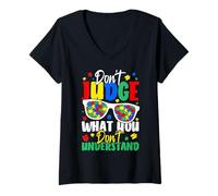 Mujer No juzgues lo Que no entiendes el Autismo Camiseta Cuello V