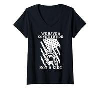 Mujer No Kings America We Have a Constitution Not a King Protest Camiseta Cuello V